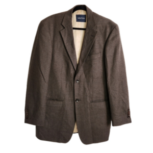 SIZE 39R Men's Sport coat Blazer Wool Cashmere Green houndstooth plaid NAUTICA